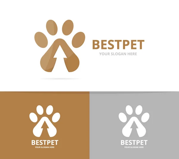 Vector paw and arrow up logo combination. Pet and growth symbol or icon. Unique vet and upload logotype design template. — Stock Vector