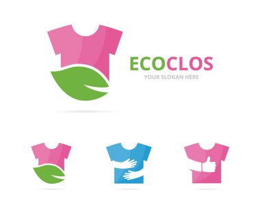 Bez logo birlikte kümesi. Gömlek ve eko simge veya simge. Benzersiz moda ve organik logo tasarım şablonu.