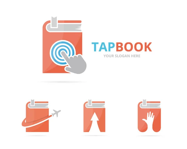Conjunto de combinación del logotipo del libro. Novela y cursor símbolo o icono. Librería única, biblioteca y diseño de logotipos digitales . — Vector de stock