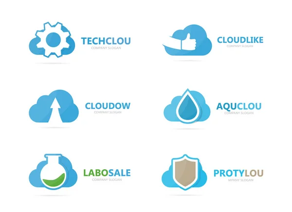 Set van wolk logo combinatie. Laden en download symbool of pictogram. Unieke upload en netwerk logo ontwerpsjabloon. — Stockvector