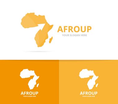 Vektör Afrika ve logo birlikte yukarı ok. Safari ve büyüme simge veya simge. Benzersiz coğrafya, kıta ve upload logo tasarım şablonu.