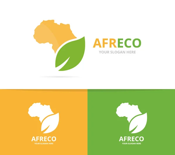 Vektor Afrika a list logo kombinace. Safari a eco symbol nebo ikonu. Unikátní geografii, šablona návrhu kontinentu a organických logotyp. — Stockový vektor