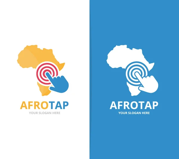 Vektorové Afrika a klikněte na logo kombinaci. Safari a kurzor symbol nebo ikonu. Unikátní geografie, kontinent a šablona návrhu digitálních logotyp. — Stockový vektor