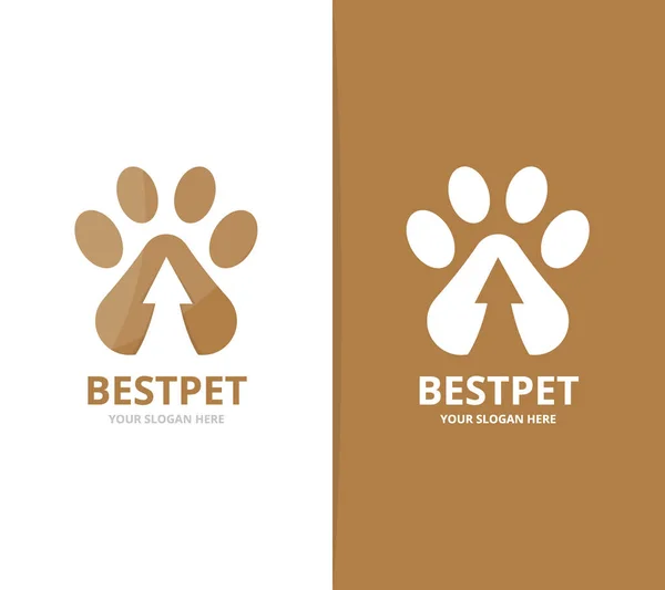 Vector paw and arrow up logo combination. Pet and growth symbol or icon. Unique vet and upload logotype design template. — Stock Vector