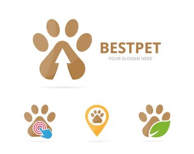 Pençe logo birlikte kümesi. Evde beslenen hayvan ve büyüme simge veya simge. Benzersiz veteriner ve logo tasarım şablonu yükleyin.