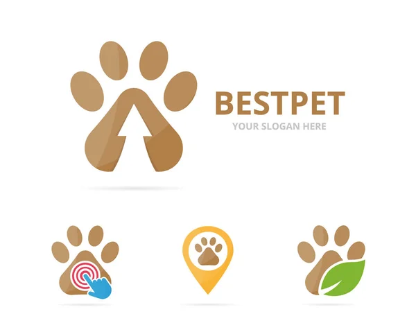 Set of paw logo combination. Pet and growth symbol or icon. Unique vet and upload logotype design template. — Stock Vector