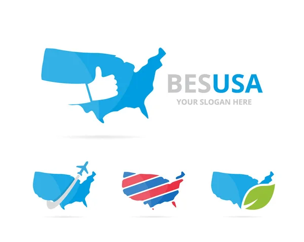 Satz von usa Logo-Kombination. Amerika und bestes Symbol oder Symbol. einzigartige Designvorlage für den vereinten Staat und die Wahl des Logos. — Stockvektor