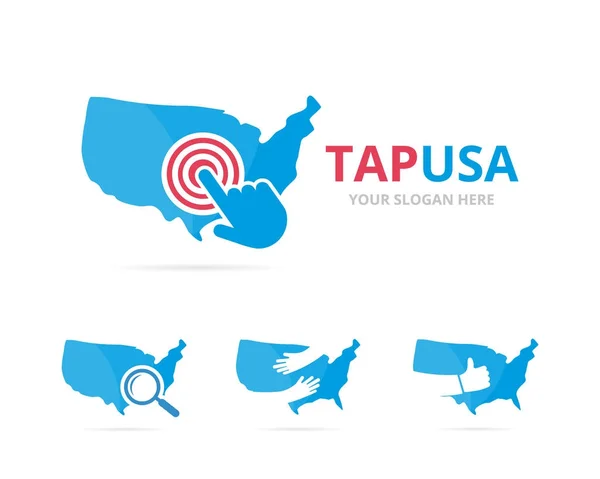 米国のロゴの組み合わせのセットです。アメリカとカーソル シンボルまたはアイコン。ユニークな米国国務省とデジタルのロゴタイプのデザイン テンプレート. — ストックベクタ