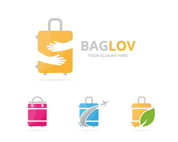 Készlet táska billentyű kombinációt. Poggyász és ölelés szimbólum vagy ikon. Egyedi bőrönd és ölelés logo design sablon. — Stock Vector