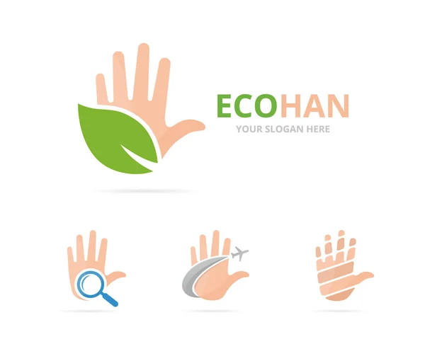 Zestaw kombinacji logo ręcznie. Ramię i eco symbol lub ikonę. Wyjątkowe wsparcie i szablon projektu logotypu organicznych. — Wektor stockowy