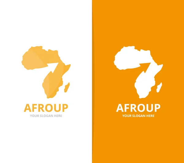 アフリカとロゴの組み合わせを矢印をベクトルします。サファリと成長のシンボルまたはアイコン。ユニークな地理学、大陸およびアップロードのロゴタイプのデザイン テンプレート. — ストックベクタ