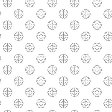 Çeşitli simgeler ve semboller üzerinde beyaz arka plan düz vektör çizim ile benzersiz beyin seamless modeli