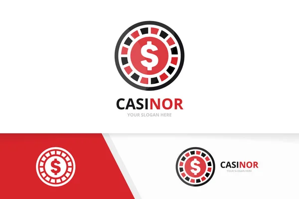 Combinazione del logo del casinò vettoriale. Chip e gioco simbolo o icona. Modello di design unico di roulette e logotipo del poker . — Vettoriale Stock