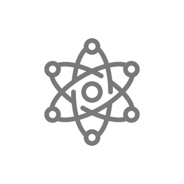 Basit atom ve molekül satırı simgesi. Vektör çizim tasarım sembolü ve işareti. Beyaz arka plan üzerinde izole