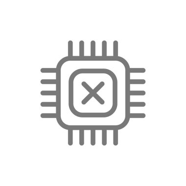 Basit bilgisayar mikro çip ve işlemci satırı simgesi. Vektör çizim tasarım sembolü ve işareti. Beyaz arka plan üzerinde izole