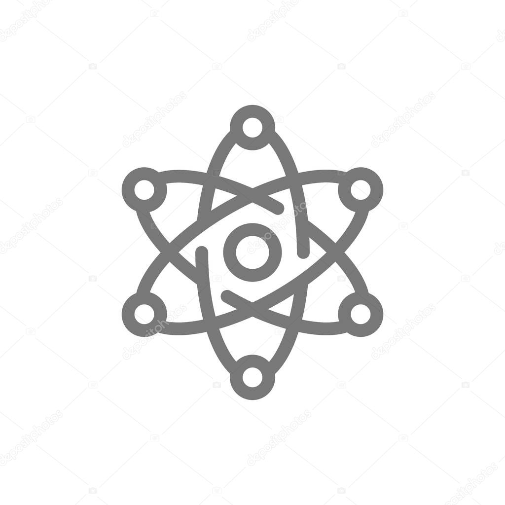 Simple atom and molecule line icon. Symbol and sign vector illustration design. Isolated on white background
