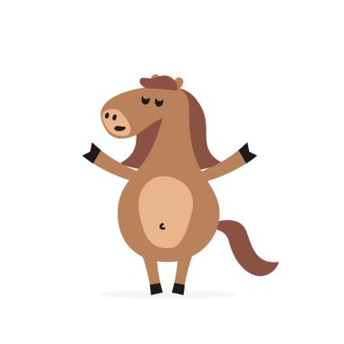 Gülümseyen çizgi film at maskot karakteri. Vektör çizim