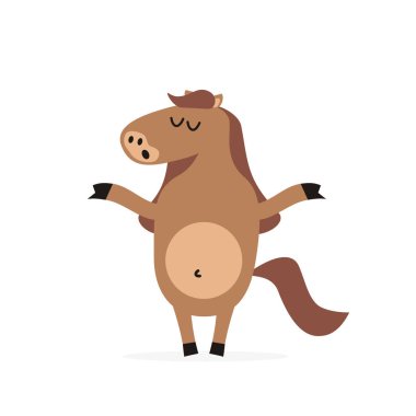 Çizgi film at maskot karakteri. Vektör çizim animasyon için