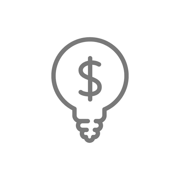 Enkel lampa med dollarn linje-ikonen. Symbol och tecken vektor illustration design. Isolerad på vit bakgrund — Stock vektor