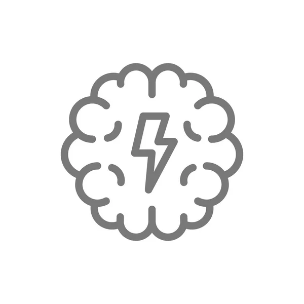 Simple icône du cerveau et de la ligne mentale. Illustration vectorielle de symboles et de signes. Isolé sur fond blanc — Image vectorielle