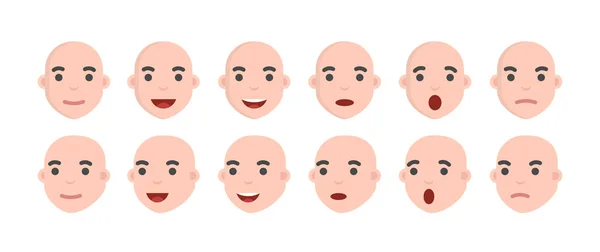 Satz männlicher Emoji-Zeichen. Emotionsymbole im Cartoon-Stil. Männer-Avatare mit unterschiedlicher Mimik. — Stockvektor