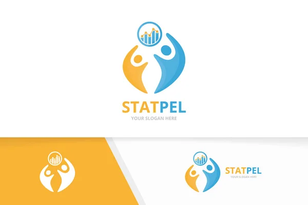 Vector grafiek en mensen logo-combinatie. Diagram en familie symbool of pictogram. Unieke grafiek en Unie, helpen, sluit, team logo ontwerpsjabloon. — Stockvector