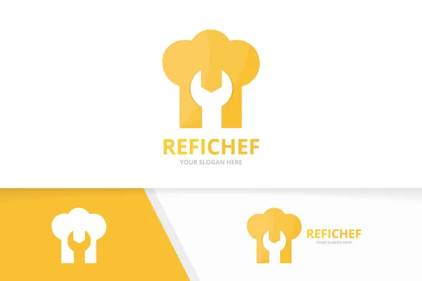 Vector van chef-kok hoed logo combinatie. Keuken en reparatie symbool of pictogram. Uniek koken en op te lossen logo ontwerpsjabloon. — Stockvector