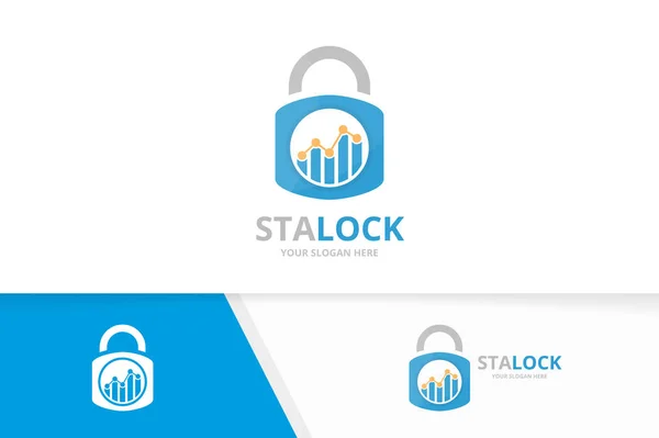 Vector graph and lock logo combination. Diagram and safe symbol or icon. Unique chart and padlock logotype design template. — Stock Vector