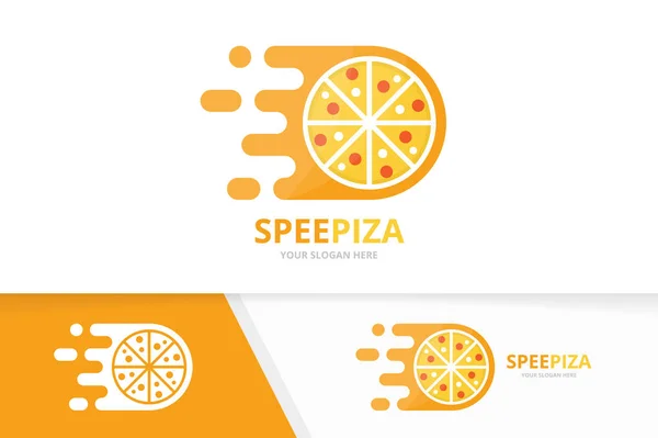 Vektor Fast Pizza Logo Kombination. Speed Food Symbol oder Symbol. einzigartige Pizzeria und Design-Vorlage für digitale Logos. — Stockvektor