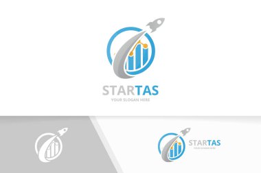 Vektör grafik ve roket logo bileşimi. Diyagram ve uçak simge veya simge. Benzersiz grafik ve uçuş logo tasarım şablonu.