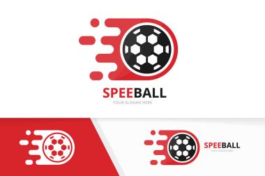 Vektör hızlı futbol logo bileşimi. Hız top simge veya simge. Benzersiz futbol ve dijital logo tasarım şablonu.