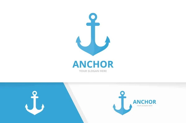 Vector anker logo combinatie. Mariene en nautische symbool of pictogram. Unieke Marine logo ontwerpsjabloon. — Stockvector