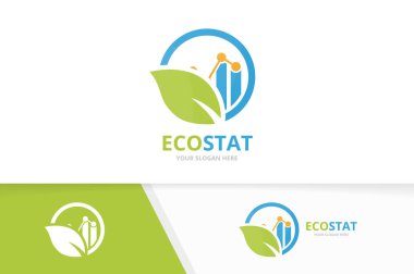 Vektör grafik ve yaprak logo bileşimi. Diyagram ve eko simge veya simge. Benzersiz grafik ve organik logo tasarım şablonu.