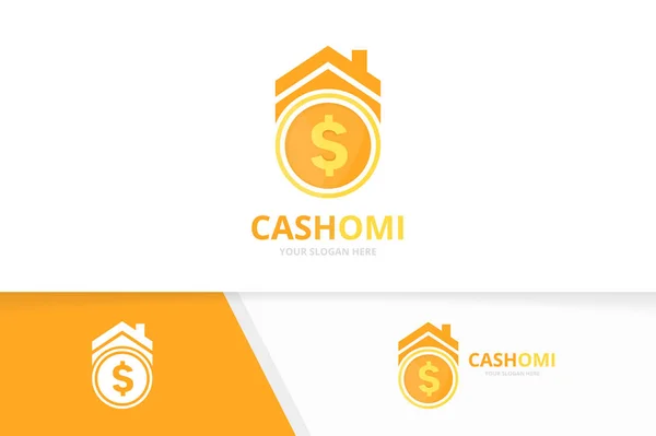 Vector munt en onroerend goed logo-combinatie. Geld en huis symbool of pictogram. Unieke cash en huur logo ontwerpsjabloon. — Stockvector