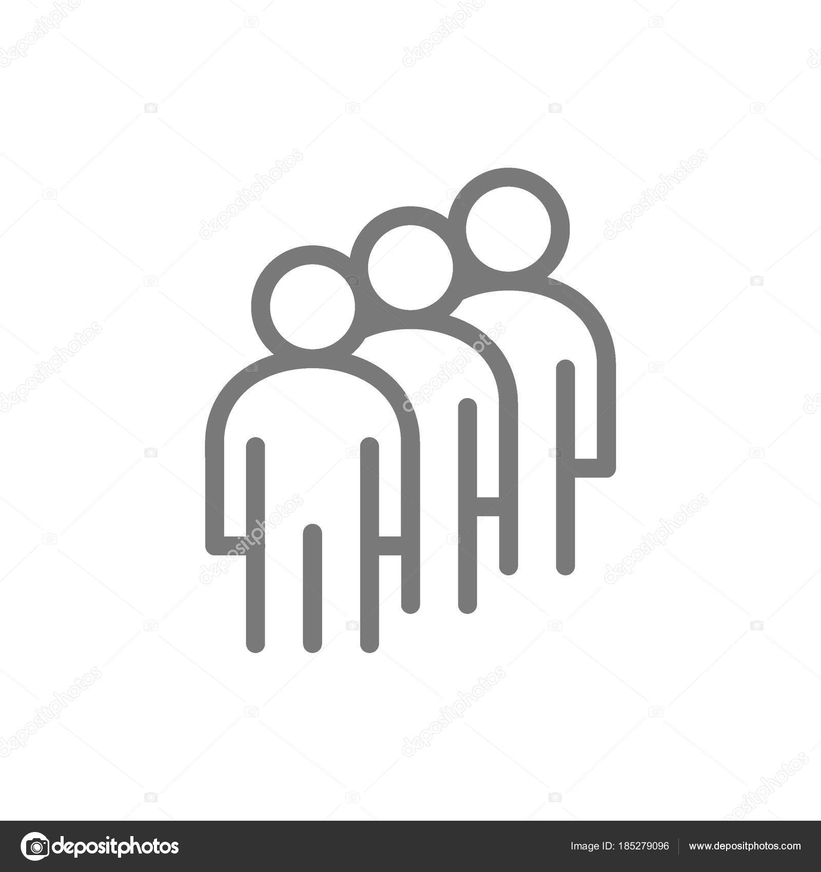 간단한 리더, 세 사람, 인적 자원 선 아이콘의 그룹. 기호와 기호 벡터 일러스트 레이 션 디자인. 흰색 배경에 고립 스톡 벡터 -  ©lifeking83 185279096, image size:1600x1700