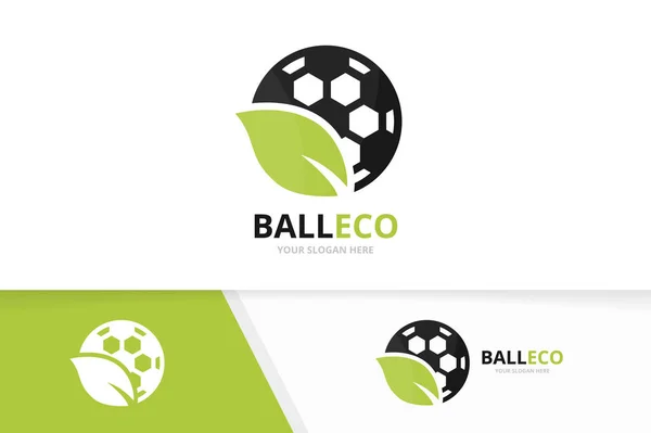 Wektor piłka nożna i liść logo kombinacji. Piłkę i eco symbol lub ikonę. Piłkę nożną i szablon projektu logotypu organicznych. — Wektor stockowy