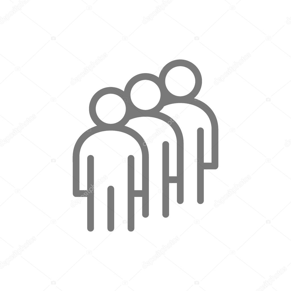 Simple leader, group of three people, human resources line icon. Symbol and sign vector illustration design. Isolated on white background