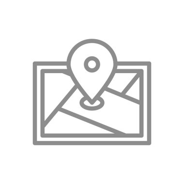 Basit gps, konum, yol haritası, navigator satırı simgesi. Vektör çizim tasarım sembolü ve işareti. Beyaz arka plan üzerinde izole