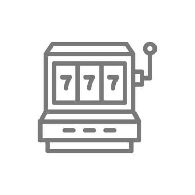 Basit jackpot slot makinesidir satırı simgesi. Vektör çizim tasarım sembolü ve işareti. Beyaz arka plan üzerinde izole