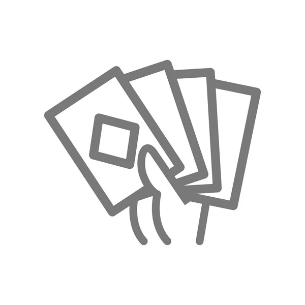 Eenvoudig spel kaarten in lijn handje. Symbool en teken vector illustratie ontwerp. Geïsoleerd op witte achtergrond — Stockvector