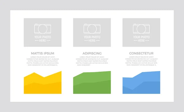 Conjunto de elementos azul, verde y naranja para diapositivas de presentación infográfica con gráficos, gráficos, marcos de fotos, pasos . — Archivo Imágenes Vectoriales