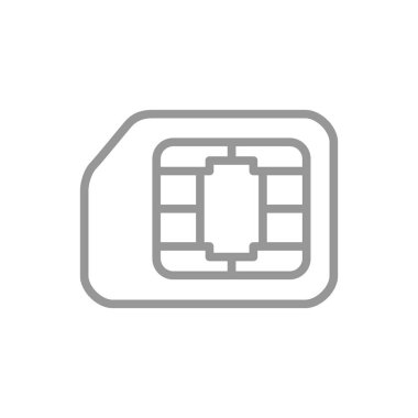Sim card line icon. EMV chip, mobile slot symbol
