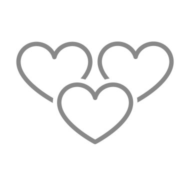 Three hearts, like line icon. Love, feedback, friendship symbol.