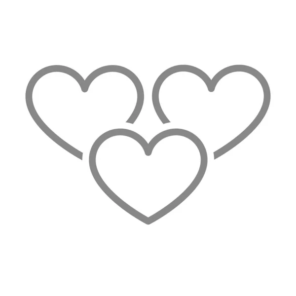 Three hearts, like line icon. Love, feedback, friendship symbol. — Stockvector