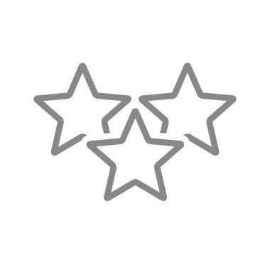 Üç yıldız, müşteri değerlendirme çizgisi ikonu. Beğeni, favorilere ekle, geri bildirim sembolü