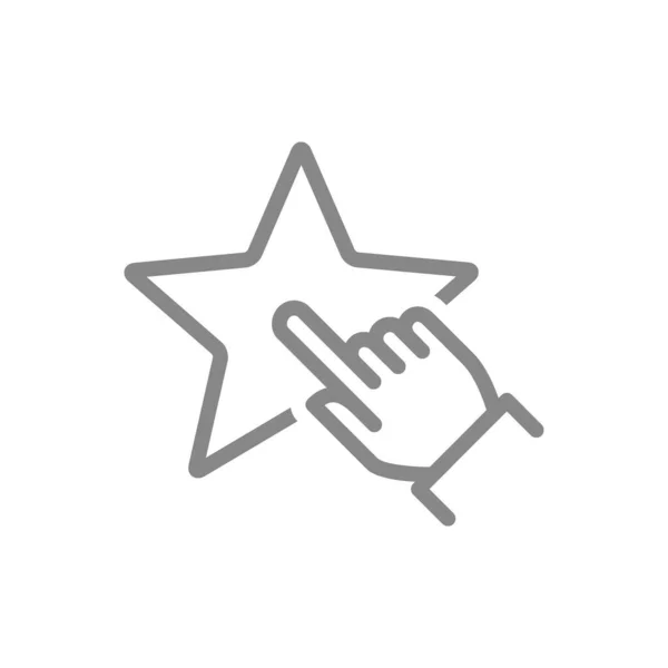 L'humain choisit une icône de ligne d'étoile. Avis des clients, ajouter aux favoris, note, symbole de rétroaction — Image vectorielle