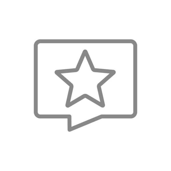Bańka mowy z ikoną linii gwiazd. Kontrola jakości, dodaj do ulubionych, Opinia klienta, symbol oceny — Wektor stockowy