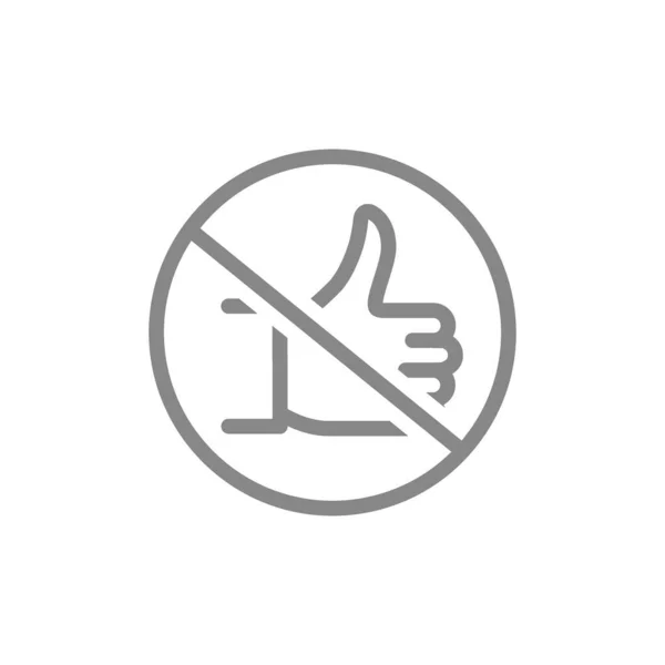 Segno proibito con un'icona a forma di pollice in alto. No, il simbolo del gesto di approvazione. — Vettoriale Stock