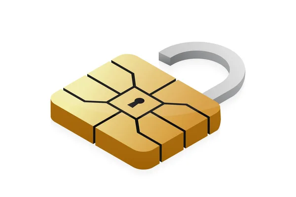 Kreditní karta Emv čip lock. Jistota Nfc pro bankovní platbu. — Stockový vektor