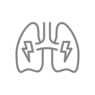 Akciğer ve akut ağrı çizgisi ikonu. Akciğer hastalığı sembolü tehlikesi